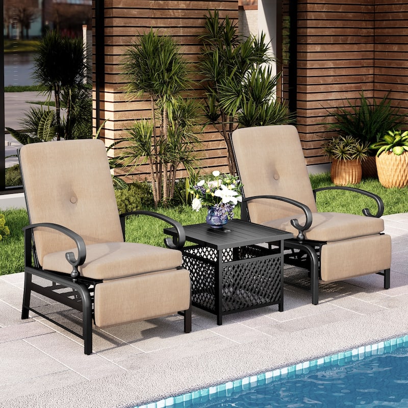 MAISON ARTS Adjustable Recliner Lounge Chair & Bistro Table Set - Perfect for Outdoor, Patio, Garden, and Porch