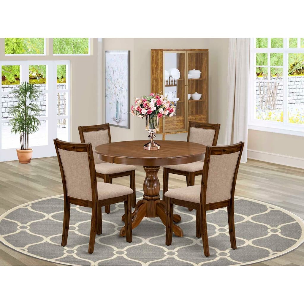 HomeStock 5-Piece Sand Blasted Black Finish Solid Wood Top Dining table with 4 Chairs