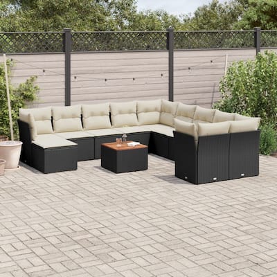 vidaXL Garden Sofa Set Black - 113.8 x 113.8 x 27.2