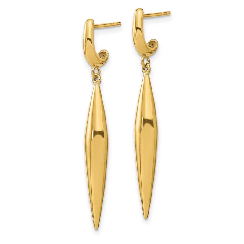 Curata 14k Yellow Gold Polished Post Long Drop Dangle Earrings 41.6x4.8mm