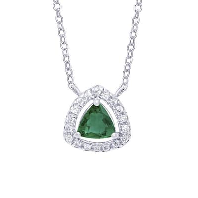 Victoria Townsend .925 Sterling Silver Green Quartz Trillion Shape Necklace