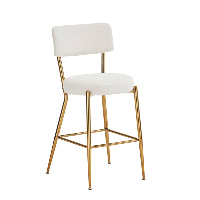 Teddy Fabric Bar Stools Set of 4,Metal Legs and Footrest
