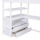 preview thumbnail 41 of 39, Loft Bed with Desk and Shelves, Wooden Bed Frame with 2 Drawers, Storage Staircase and Full-Length Guardrail for Bedroom