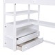 preview thumbnail 11 of 10, White Loft Bed with Side Storage Stairs, L-shape Desk Underneath Built-in 2 Large Drawers, Shelves, Twin Size Loft Storage Bed