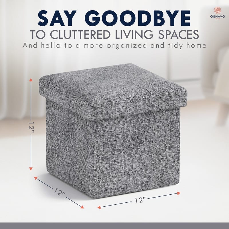 Small Foldable Square Storage Ottoman Cube