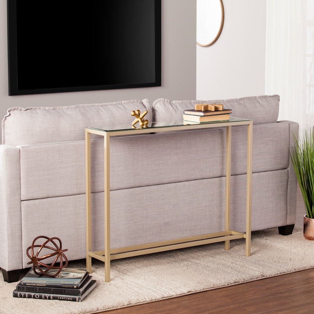 Silver orchid ham long narrow shop console table with mirrored top