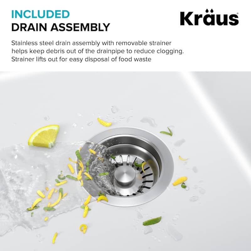 KRAUS Forteza Granite 33 inch 60/40 Undermount Drop-in Kitchen Sink