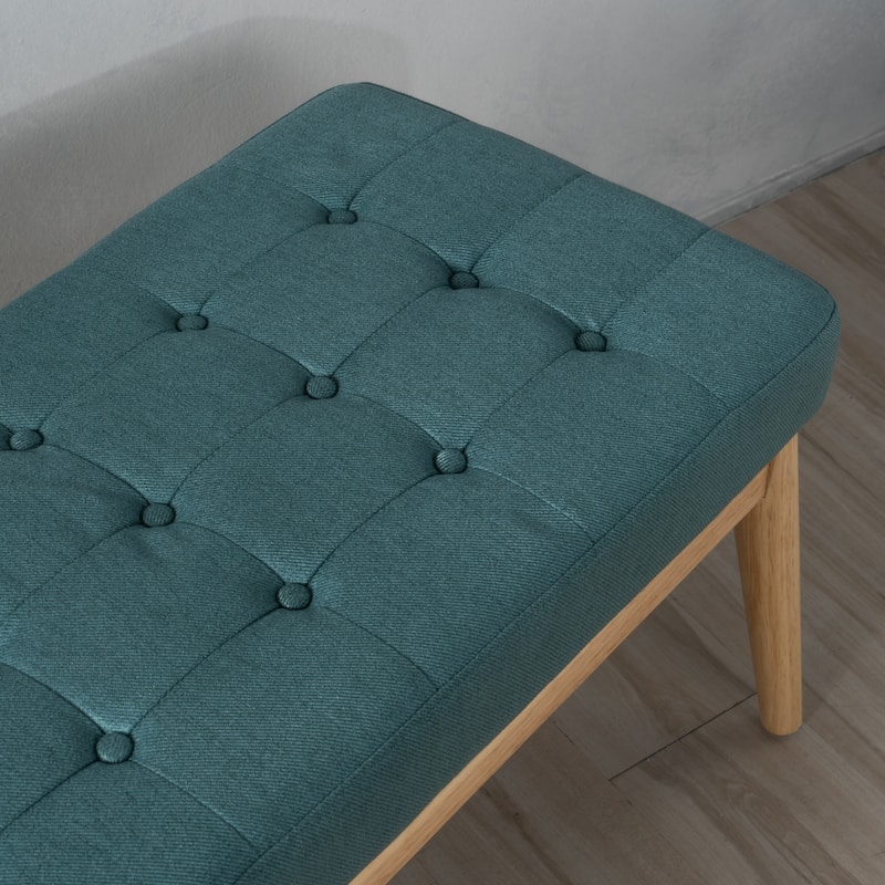 Saxon Mid-century Tufted Fabric Ottoman Bench by Christopher Knight Home - 43.00 L x 15.75 W x 17.00 H