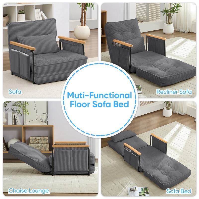 Mixoy Muti-Functional Folding Floor Sofa Bed,3-Seater,2-Seater,1-Seater Lazy Futon Sofa with 6 Position Adjustable Backrest