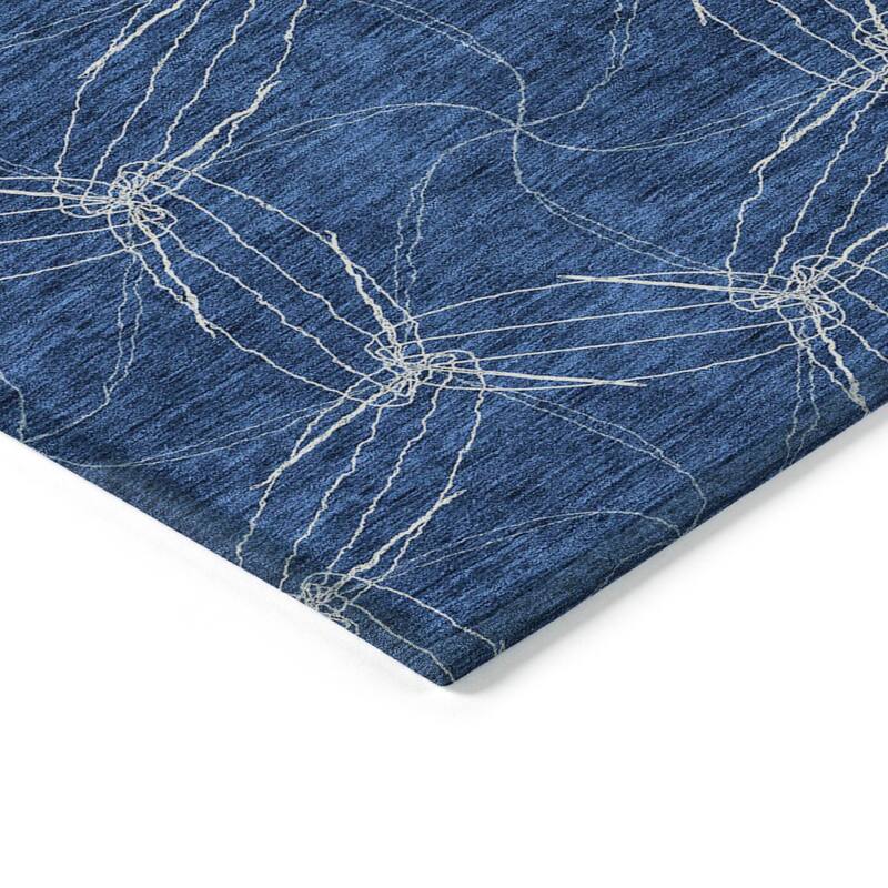 Machine Washable Indoor/ Outdoor Abstract Contemporary Chantille Rug