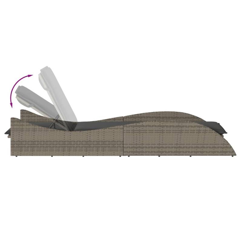 vidaXL Sun Lounger Grey PE rattan 23.6 x 80.7 x 28.7 in - 23.6" x 80.7" x 28.7"/ 1