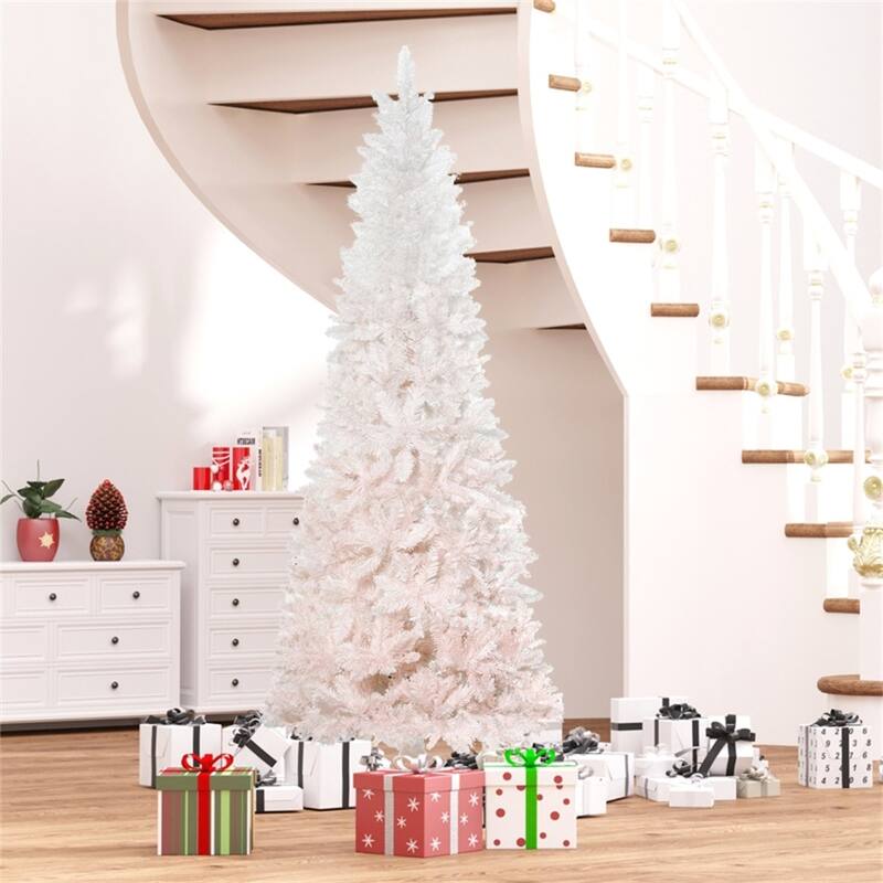 Small Indoor White-Pink Christmas Tree with Flame Retardant Branches and Sturdy Stand - Multi
