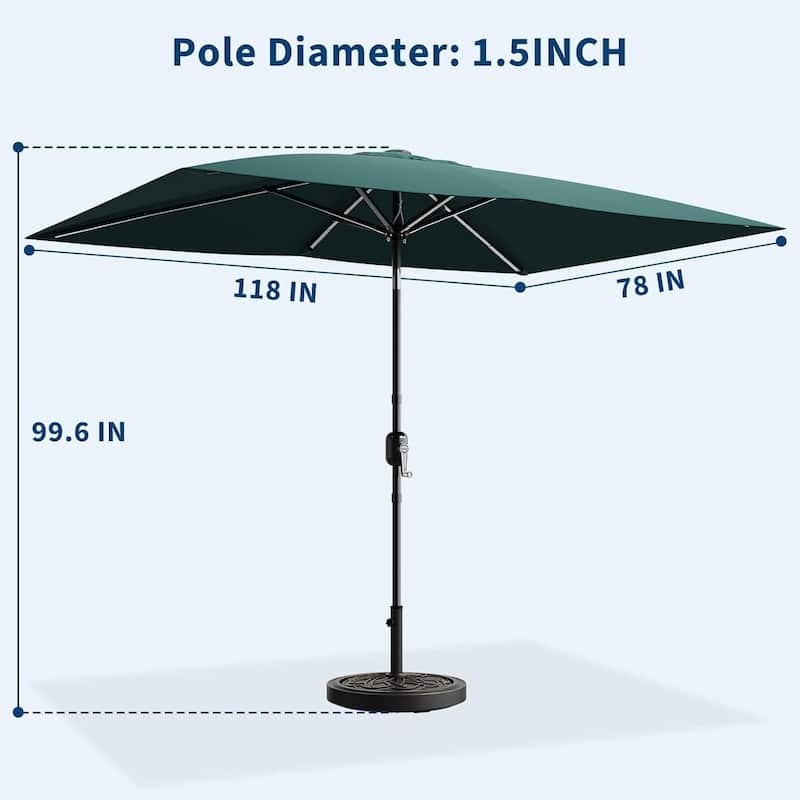 10' x 6.5' Solar Patio Umbrella with Crank and Push Button Tilt for Garden, Deck, Lawn, Pool (No Base)