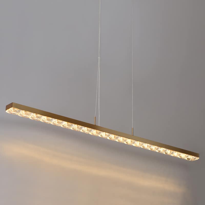 Modern Minimalist Linear LED Integrated Luxury Chandelier Dining Room Crystal Pendant - L39.4"* W2"* H1.4"