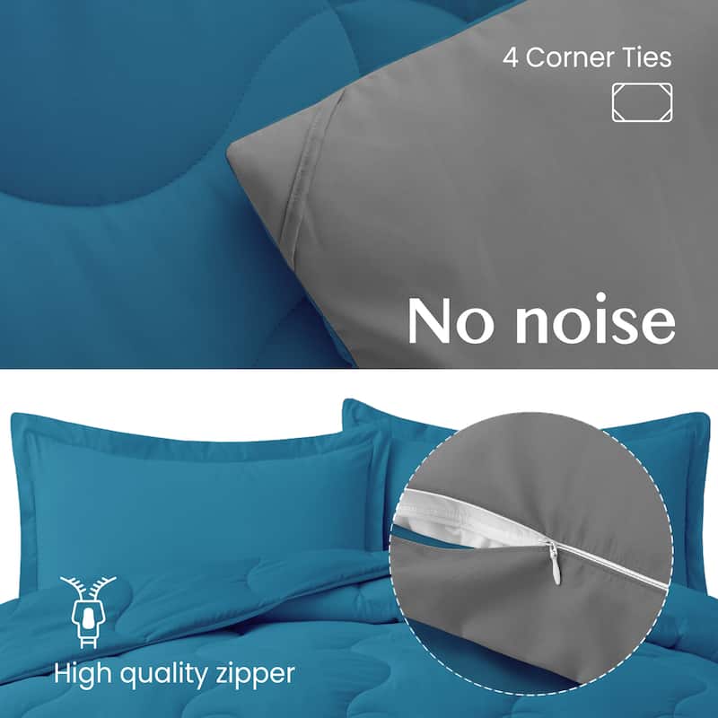 Lightweight Reversible Microfiber Down Alternative Comforter Set