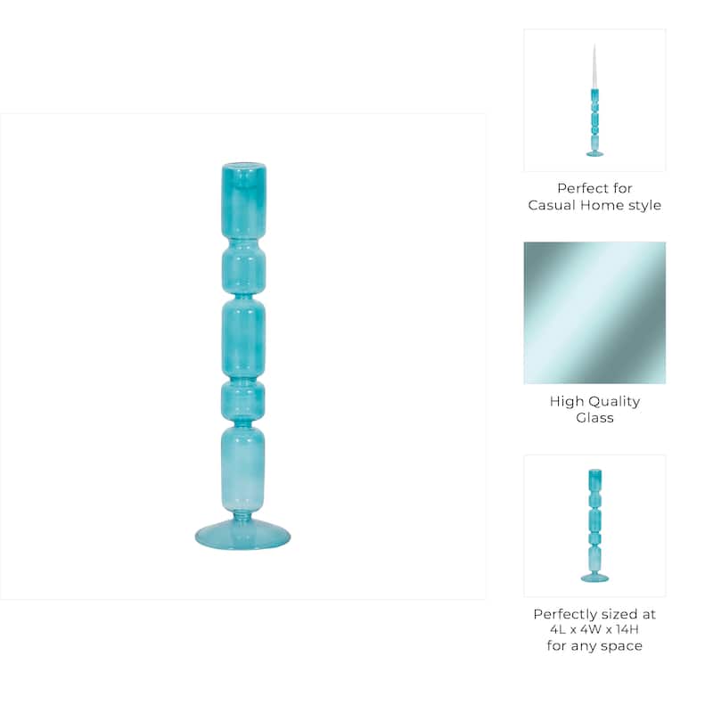 Modern Candle Holder with Stacked Sculptural Glass Base