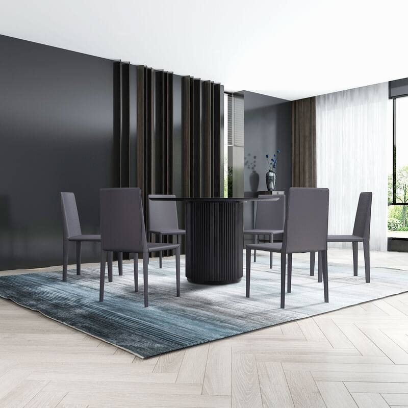 Round Dining Table Modern Wood Kitchen Table 47.24" Circular Tabletop for Leisure Coffee Table