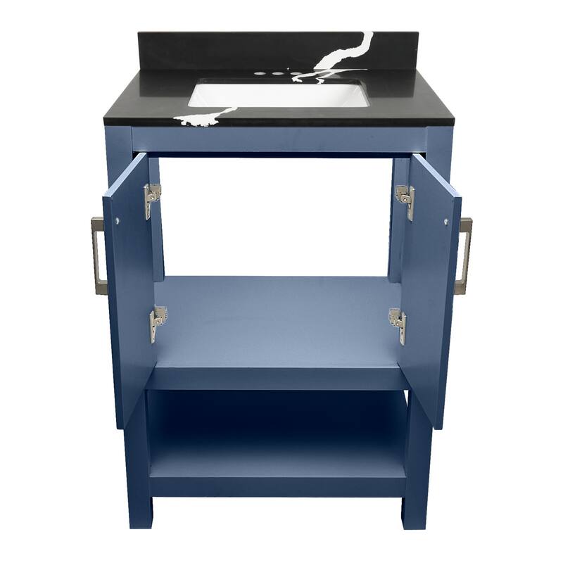 Taos 25" Bathroom Vanity with Cultured Marble Vanity Top Sink in White with White Basin