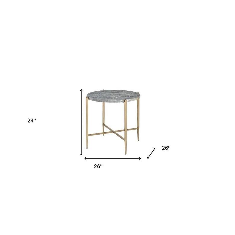 HomeRoots 24" Champagne And Light Gray Manufactured Wood And Metal Round End Table - 26' X '24' X '26
