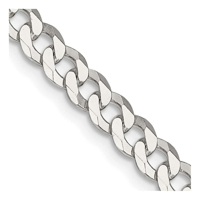 Curata 925 Sterling Silver 4.5mm Beveled Curb Chain Necklace for Men