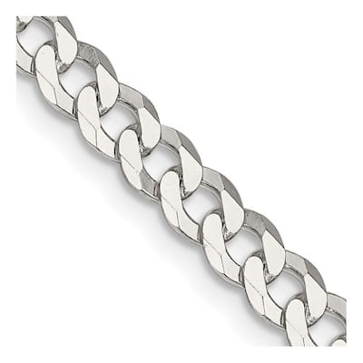 Curata 925 Sterling Silver 4.5mm Beveled Curb Chain Necklace for Men