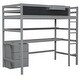 preview thumbnail 6 of 11, Solid Wood Loft Bed with Bulit-in Desk, Storage Shelf and 3 Drawers, Twin Size Loft Bedframe with Storage Box and Blackboard
