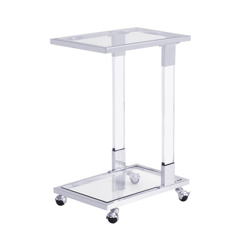Chrome Glass Side Table Acrylic End Table