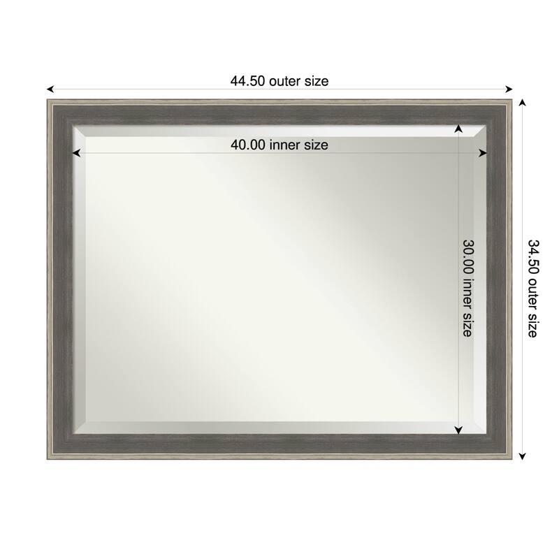 Cottage Beveled Wood Framed Bathroom Vanity Wall Mirror - Cottage Grey Silver - 45 x 35 in