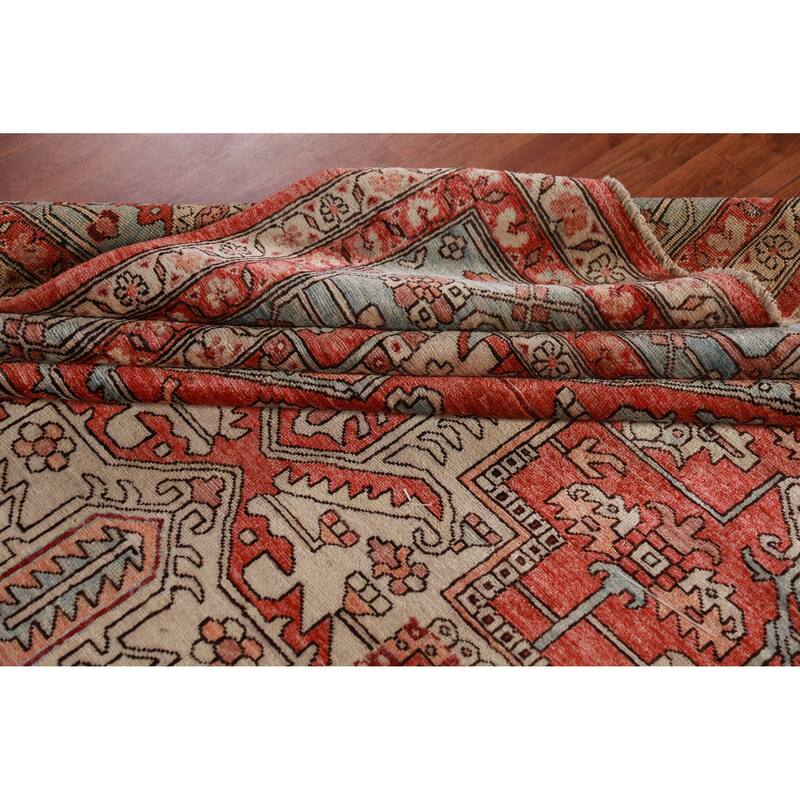 Vegetable Dye Heriz Serapi Oriental Large Rug Handmade Wool Carpet - 10'2"x 14'1"
