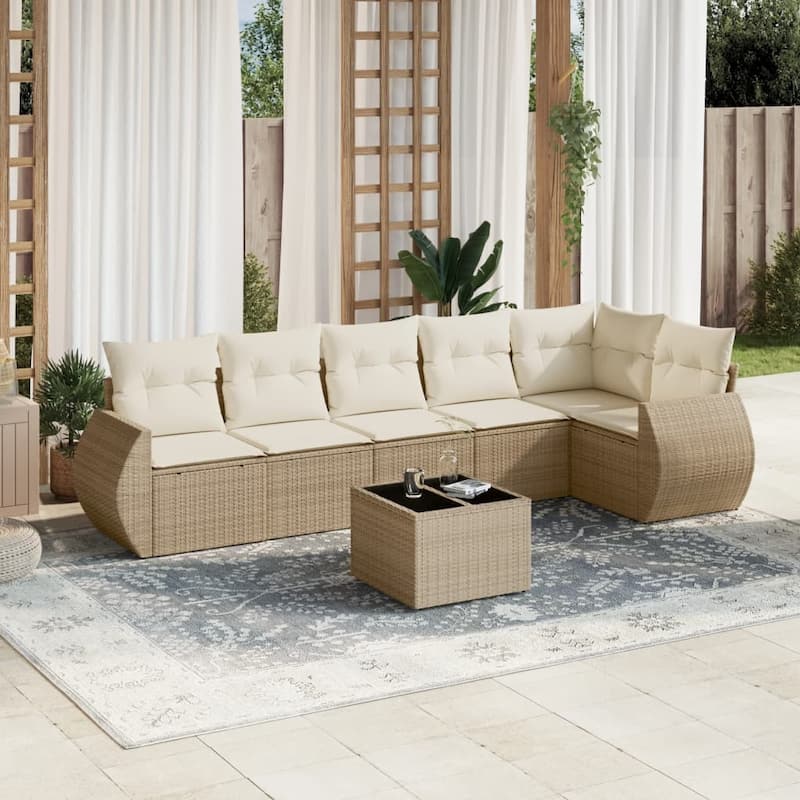 vidaXL Garden Sofa Set - Beige and cream Without table