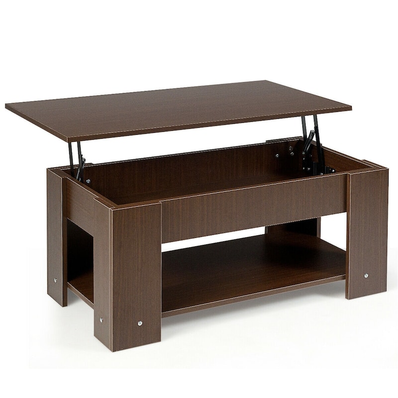 Modern Coffee Table with Lift Top and Large Hidden Storage Space - 38.5" x 20"/29" x 16.5"