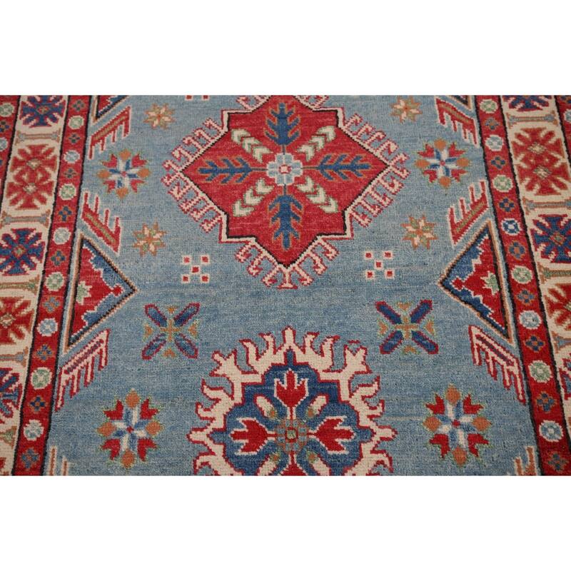 Blue Kazak Oriental Accent Rug Handmade Wool Carpet - 3'3" x 4'9"