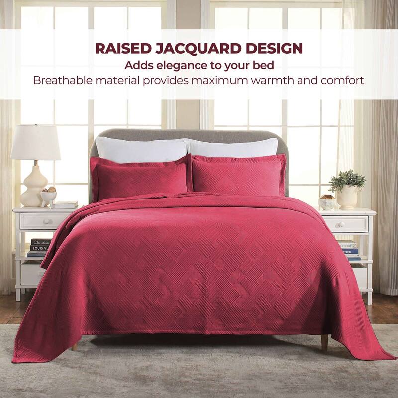 Superior Geometric Fret Cotton Decorative Bedspread Set