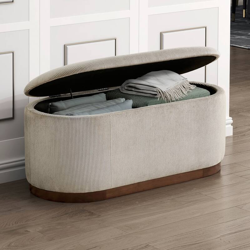 Venice 42.5" Corduroy Lift Top Storage Bench - Foam Cushioned Seat