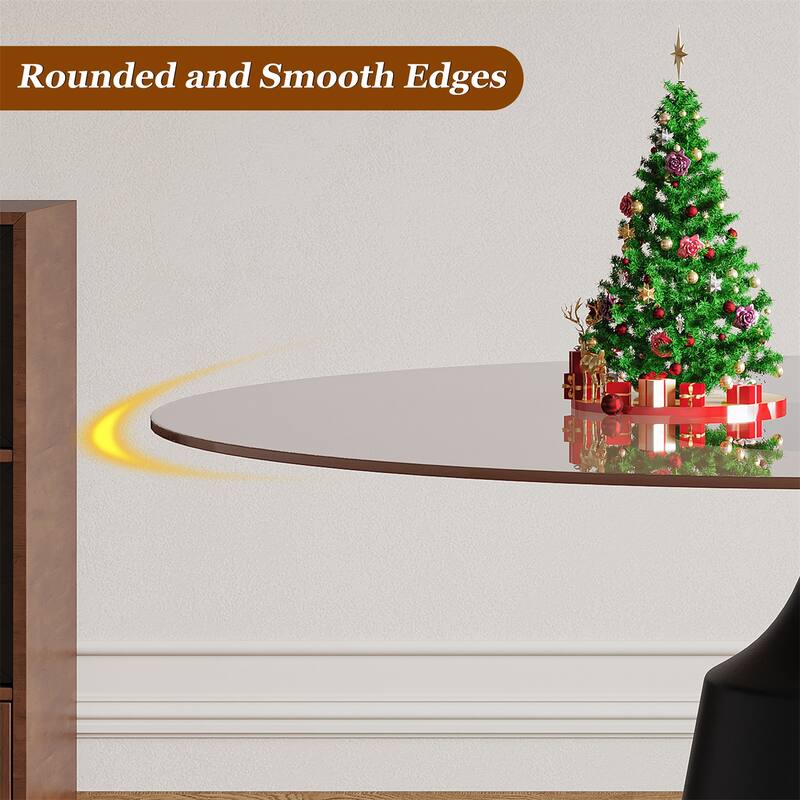 35" Modern Round Dining Table with Black Glass Top