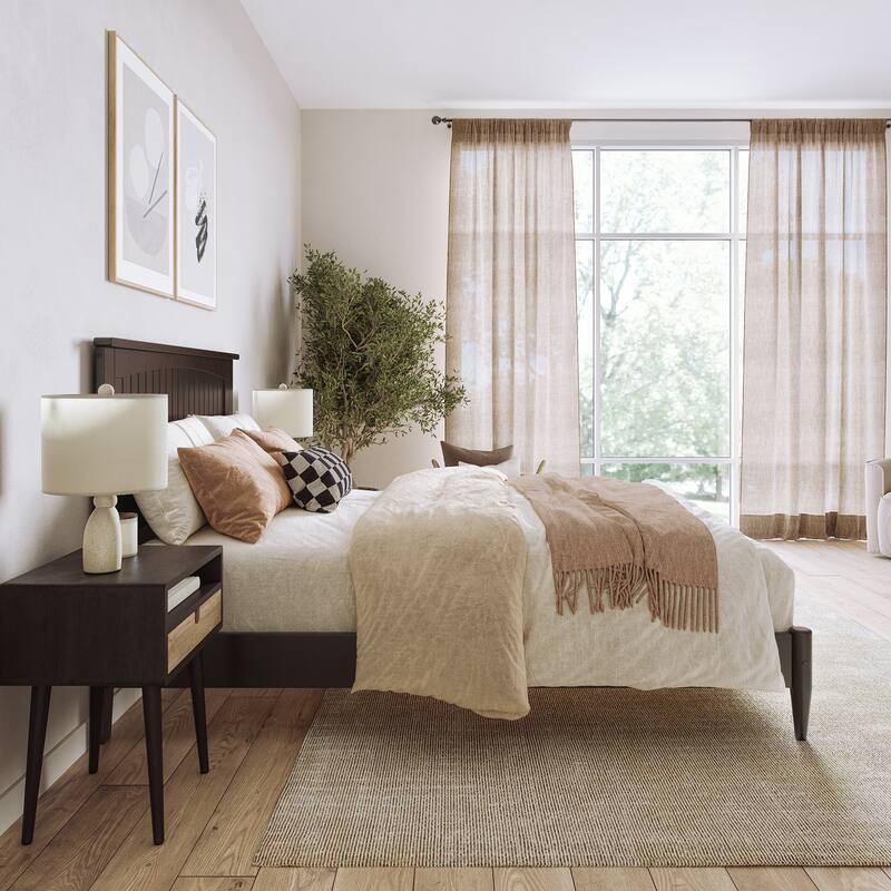 Naples Full Solid Wood Low Profile Platform Bed in Espresso