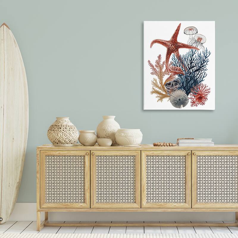 Stupell Natural Aquatic Sea Creatures Canvas Wall Art Design By Ramona Murdock