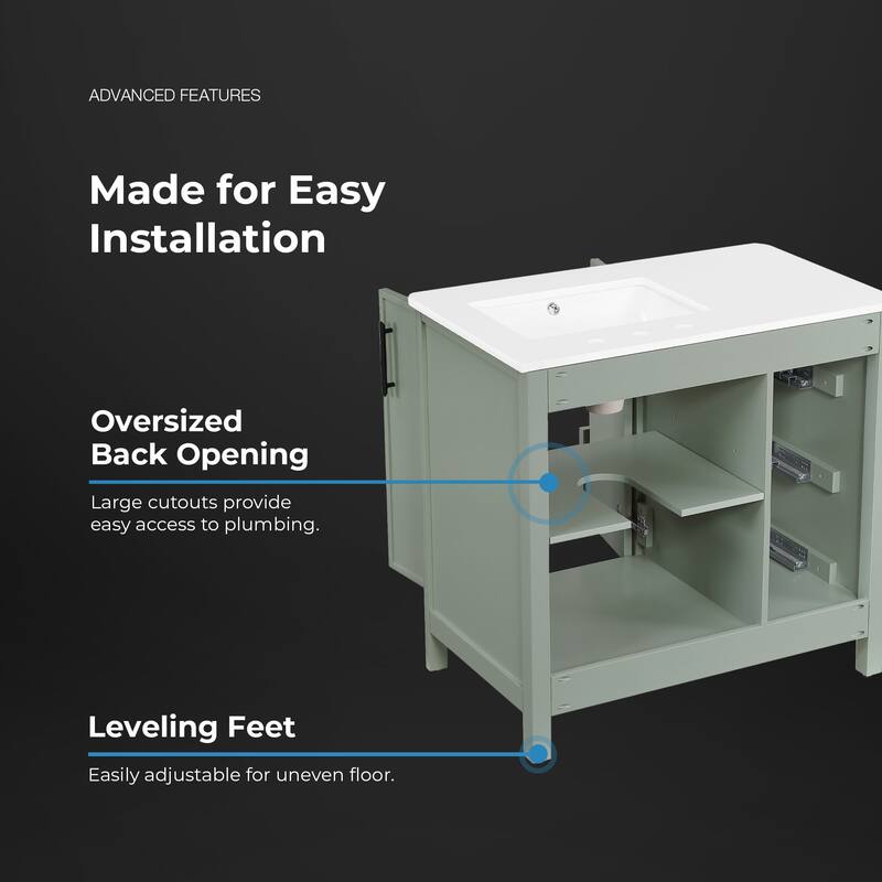 OVE Solas Bathroom Vanity with White Engineered Stone Top