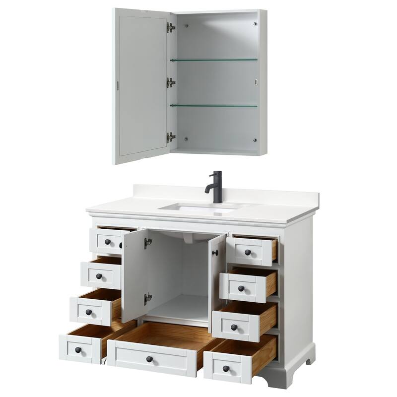 Deborah 48-inch Single Vanity, Quartz Top, Medicine Cabinet