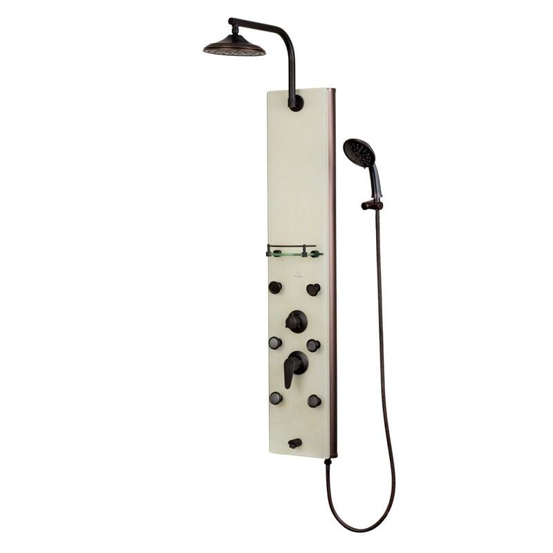 Barcelona 8-in Rain Showerhead ShowerSpa with Pivoting Shower Arm 6-Body Jets and Handshower