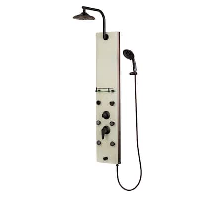 Barcelona 8-in Rain Showerhead ShowerSpa with Pivoting Shower Arm 6-Body Jets and Handshower