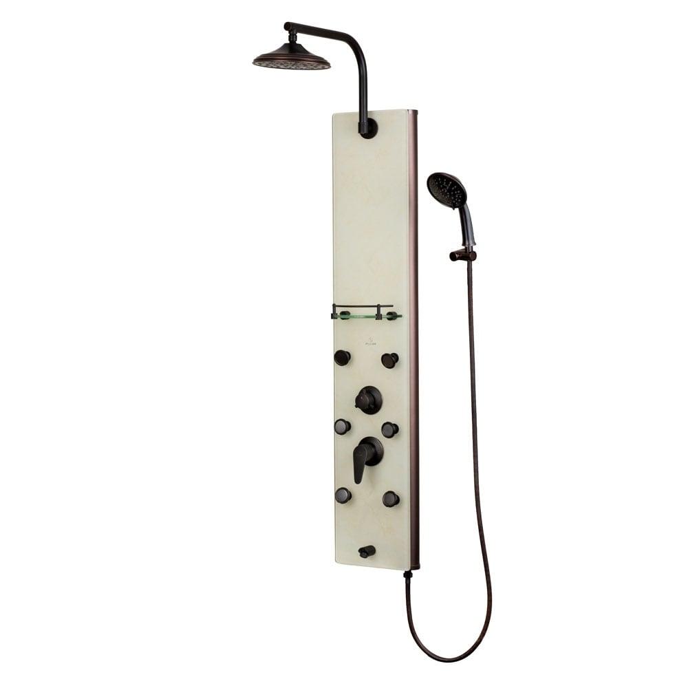 Barcelona 8-in Rain Showerhead ShowerSpa with Pivoting Shower Arm 6-Body Jets and Handshower