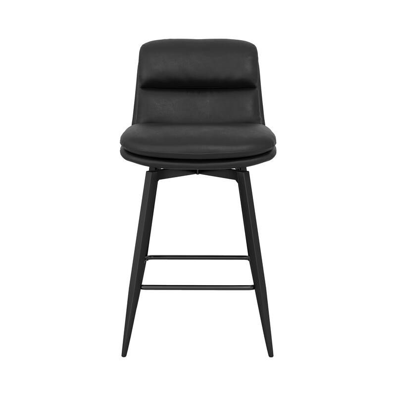 Upholstered Faux Leather Bar Stools with Back and Metal Legs Set of 2/3/4, 26" H Seat Height, 360° Swivel Bar Stools Brown