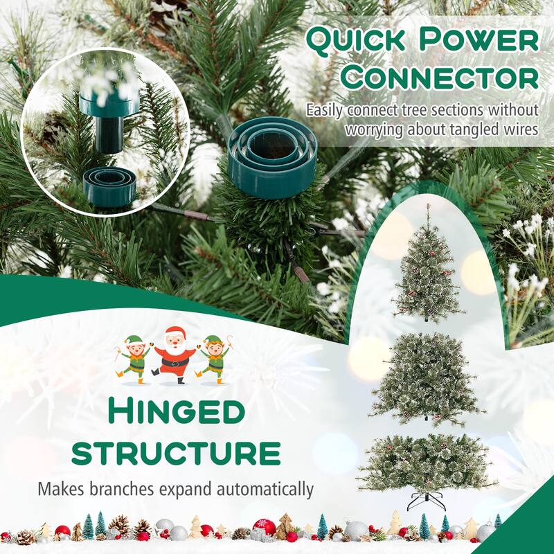 Artificial Christmas Tree Hinged Xmas Tree w/Quick Power Connector