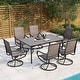 preview thumbnail 1 of 11, MAISON ARTS 7-Piece Patio Dining Set of 6 Sling Swivel Chairs and a Metal Dining Table Not Padded - Taupe