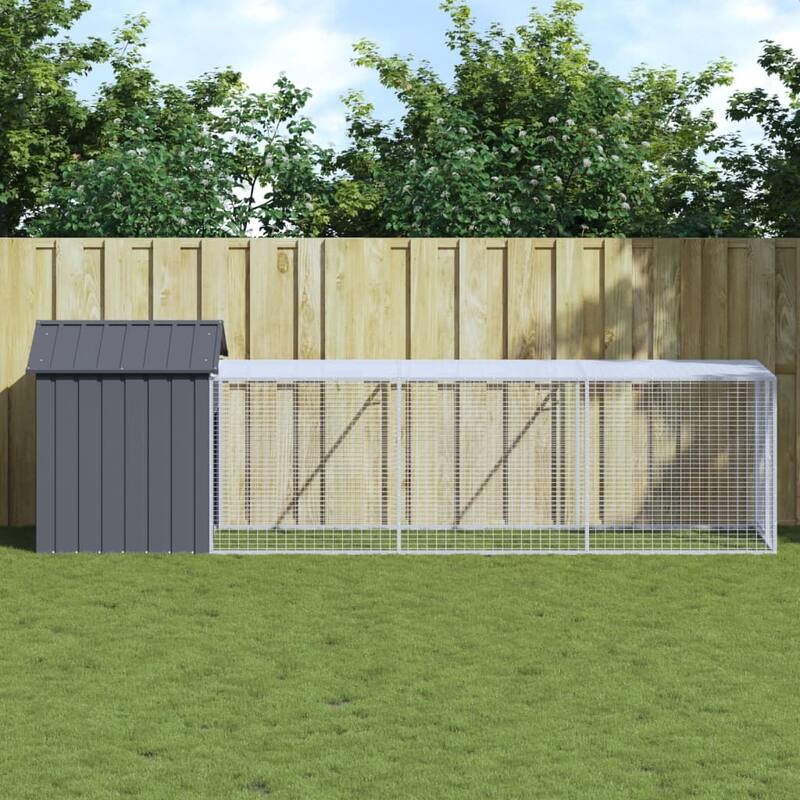 vidaXL Chicken Cage with Run Light Gray/Anthracite multisize Galvanized Steel