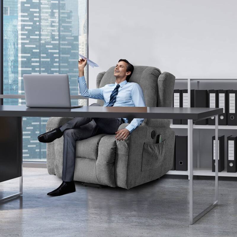 Power Lift Recliners for Elderly with Heat and Massage Recliner Chair with Infinite Position and Side Pocket,USB Charge Port