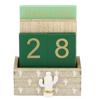 Vintage Wood Block Perpetual Calendar, Wooden Display Blocks Style 2 ...