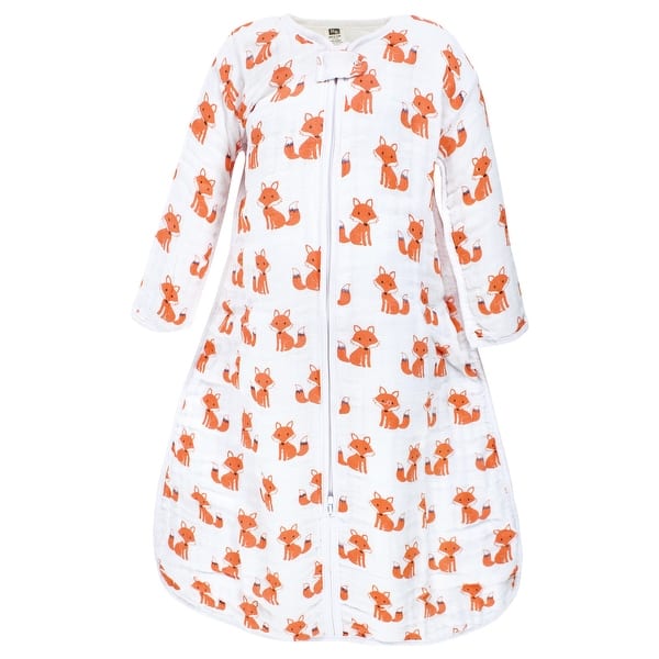 slide 1 of 1, Hudson Baby Infant Boy Long Sleeve Muslin Sleeping Bag, Wearable Blanket, Sleep Sack, Foxes 0-6 Months - Foxes