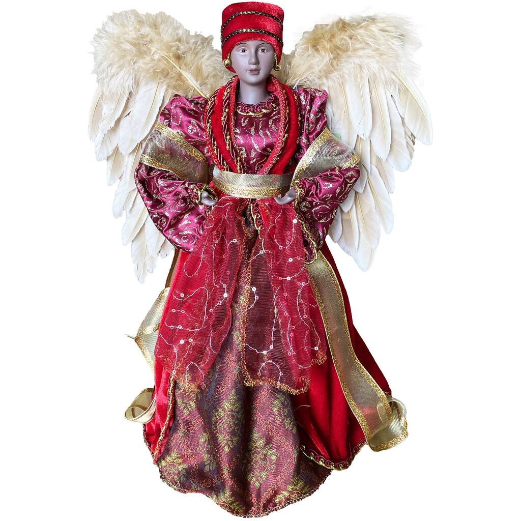 16 inch Black Diva Angel Tree Topper - red